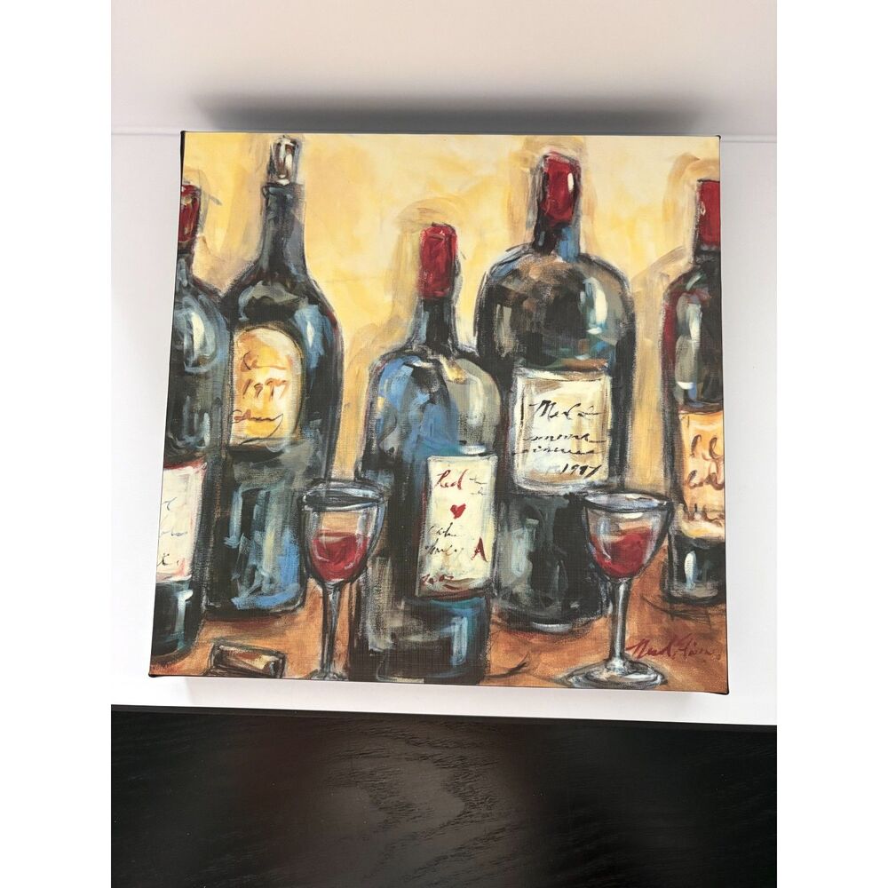 Framed Wine Bottle Art Print 10x10 – Rustic Kitchen / Bar Wall Decor - Picture 5 of 7